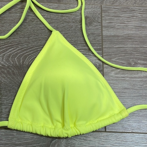 NWOT Victoria’s Secret Bikini Strappy Cheeky Triangle Top Neon Graffiti Yellow M - Picture 11 of 16
